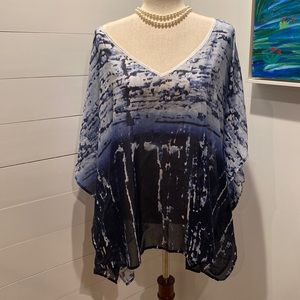 Karen Kane Mesa Blues Water Panel Top 3X NWT
